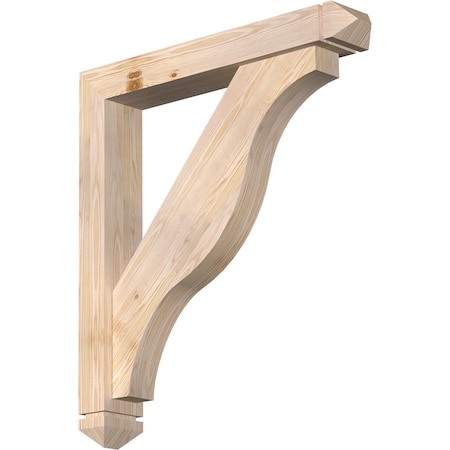 Ekena Millwork Funston Arts and Crafts Smooth Bracket w/ Offset Brace, Douglas Fir, 5 1/2"W x 34"D x 38"H BKT0604X34X38FST03SDF